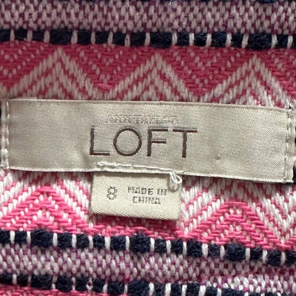 LOFT Womens Pink & Black Chevron Striped Jacquard Mini Skirt SZ 8 Preppy Y2K - Picture 3 of 5